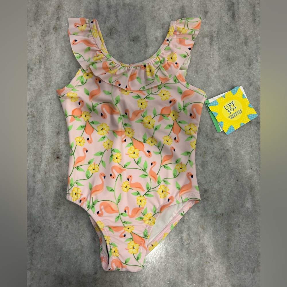 Little Me Flamingo and Floral Swimsuit 18M